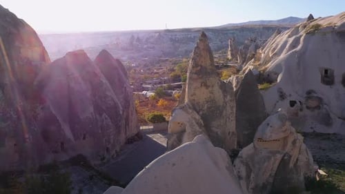 View of Cave Dwellings at Uchisar, Cappadocia, Turkey