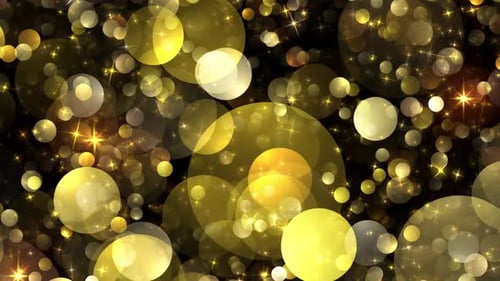 Golden Bokeh Particles and Sparkling Stars Festive Background