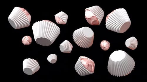 Floating Pink Candies in Cupcake Liners Animation
