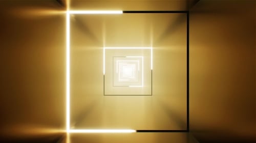 Shining Light Stroke in the Gold Square Tunnel VJ Loop