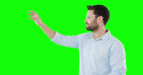 Man touching digital screen