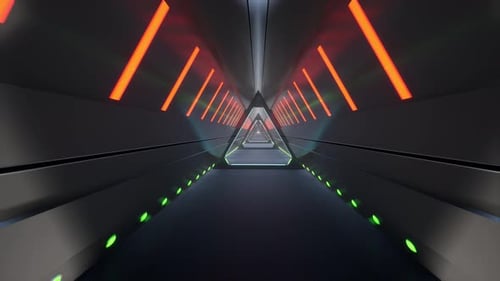 Metal Tunnel Neon Future Tech 3d Minimal Motion Design