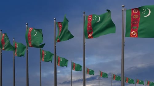 Realistic Turkmenistan National Flag Waving Loop