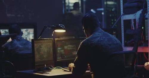 Soldier Working on a Computer