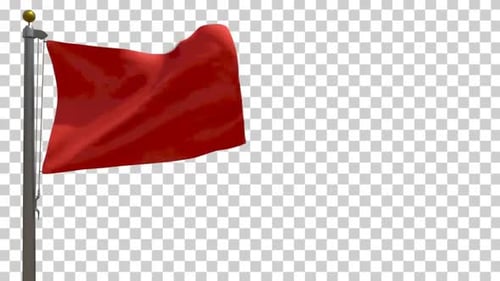 Red Flag Waving on Transparent Background Loop