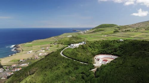 Vista aérea de la plaza de toros de la isla de La Graciosa