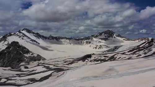 Aerial View of Snow Caucasus Mountains