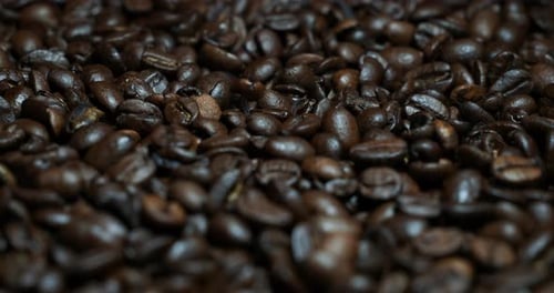 Coffee Beans, Dark Roasted, Close Up