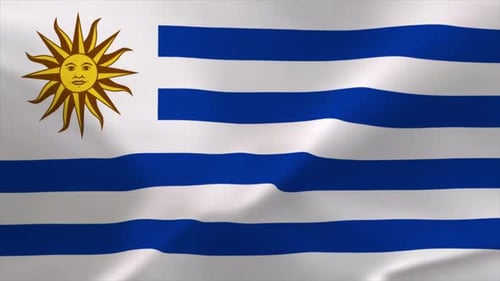 Realistic Waving Flag of Uruguay Animation