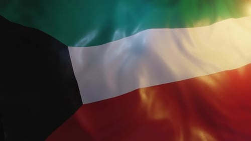 Seamlessly Looping Waving Kuwait Flag Animation