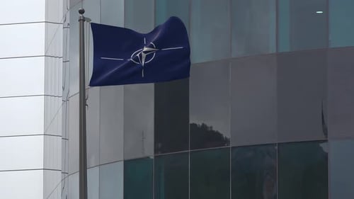 NATO Flag Waving in Realistic Modern Style