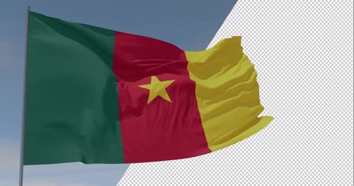Realistic Cameroon Flag Waving Animation with Alpha Channel