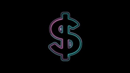 Animated Glowing Neon Dollar Sign Symbol