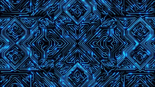 Circuit Board with moving electrons Data Flow .