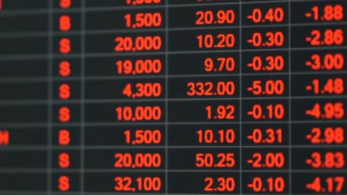 Stock Market Price Board in Economic Crisis