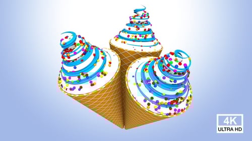 Colorful Spinning Ice Cream Cones with Candy Sprinkles
