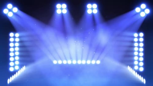 Dynamic Blue Stage Lights Loop with Smoke and Particles