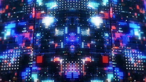 Abstract digital particles flow,Technology digital connection background. (loopable)