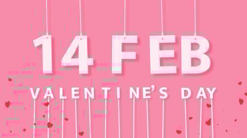 Valentine's Day Hanging Text Reveal with Falling Hearts