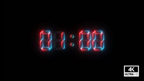 Neon Light Digital Countdown Timer with Red and Blue Glow