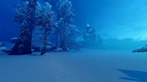 Altes Holzschloss Im Winterwald