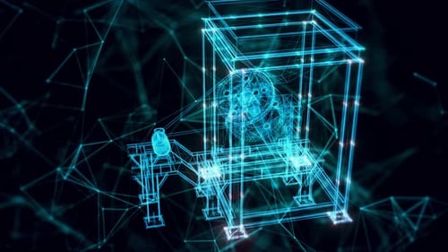 Jaw Crusher Plant Hologram Close Up 4k