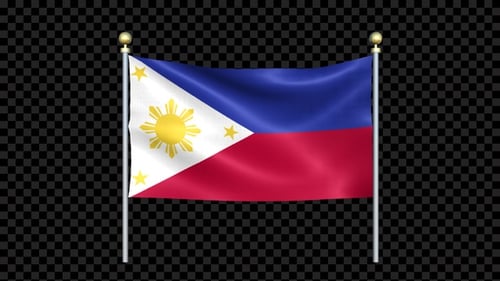 Philippines National Flag Waving Loop with Alpha Channel