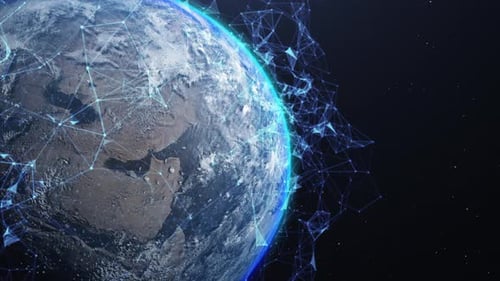 Ein abstraktes Netzwerkkonzept. Globale digitale Verbindungen. Elemente dieses von der NASA bereitgestellten Bildes