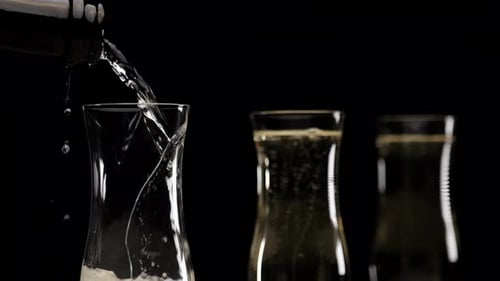 Champagne Pouring into Elegant Champagne Flute