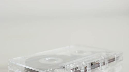 Clear Cassette Tape on a White Surface