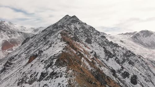 Aerial View of a Snowy Mountain Range