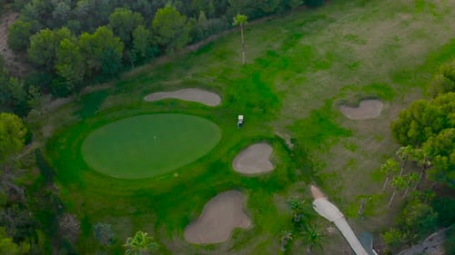 Aerial View. Beautiful View of Golf Course Looking Down.