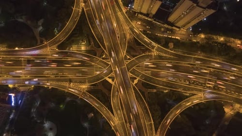 Junção de estrada elevada Yan'An à noite