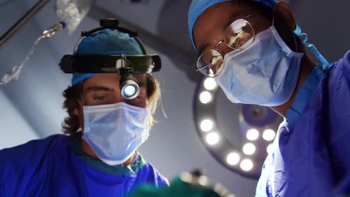 Surgical Team Performing Operation Close Up