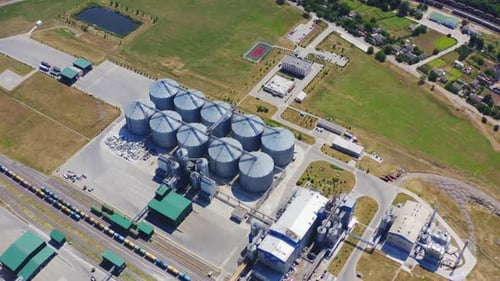 Silver silos on agro plant