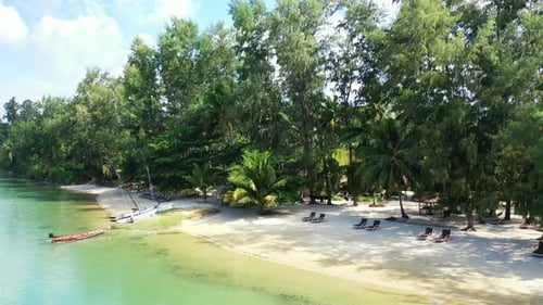 Aerial panorama of beautiful coast beach time by blue ocean and white sandy background of a dayout n