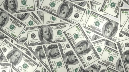 Falling One Hundred Dollar Bills Seamless Loop