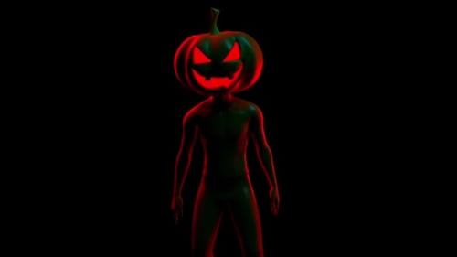 Spooky Pumpkin Head Halloween Character Loop