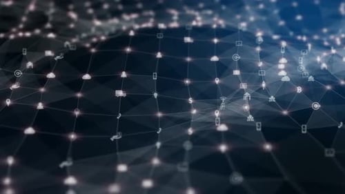 Animated Futuristic Technology Network Data Grid