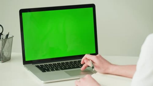 Computer Laptop with Chroma Key Closeup