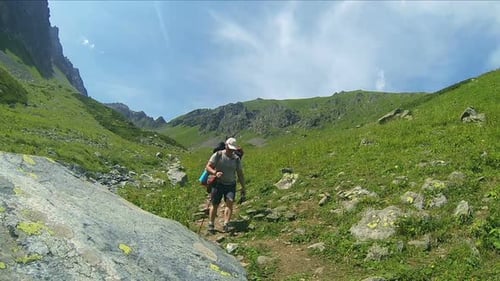 Tourist Man With Backpack In Mountain 8