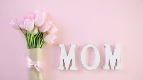 Pink Tulips with Message for Mother's Day