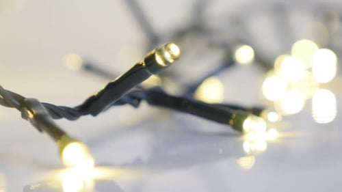 Blinking Fairy Lights on a String Close Up