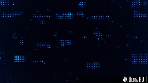 4K Digital data of connected dot nodes flowing to the side in a loop