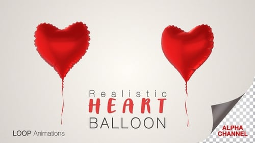 Floating Red Heart Balloons Animation