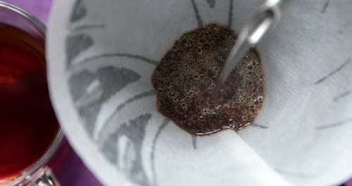 Top view of making drip coffee