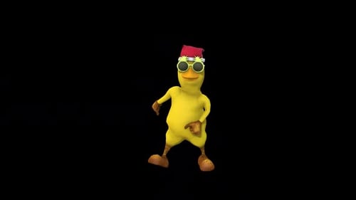Animated 3D Chicken Character Dancing with Fez and Sunglasses