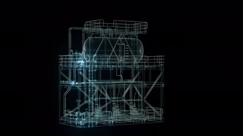 Futuristic Industrial Module Hologram 4k
