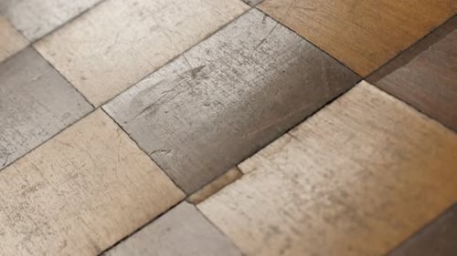 Checkered board game patina and traces of use 4K 2160p 30fps UltraHD tilting footage - Ancient ches