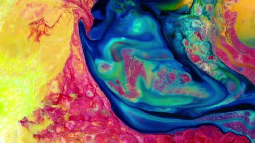Abstract Footage of Colorful Ink Swirls and Blends